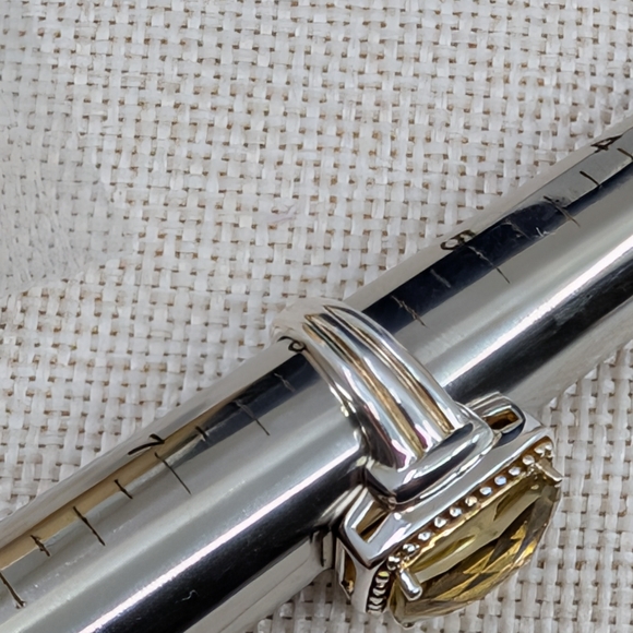 925 Sterling Silver Citrine Quartz Statement Ring Luxury Cocktail Jewelry Size 6 - Picture 12 of 16